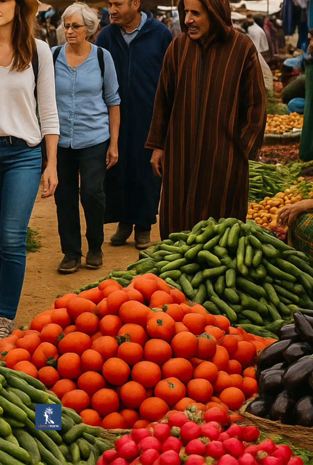 Travelers exploring a Berber market during the Ida Ougourd market tour from Essaouira